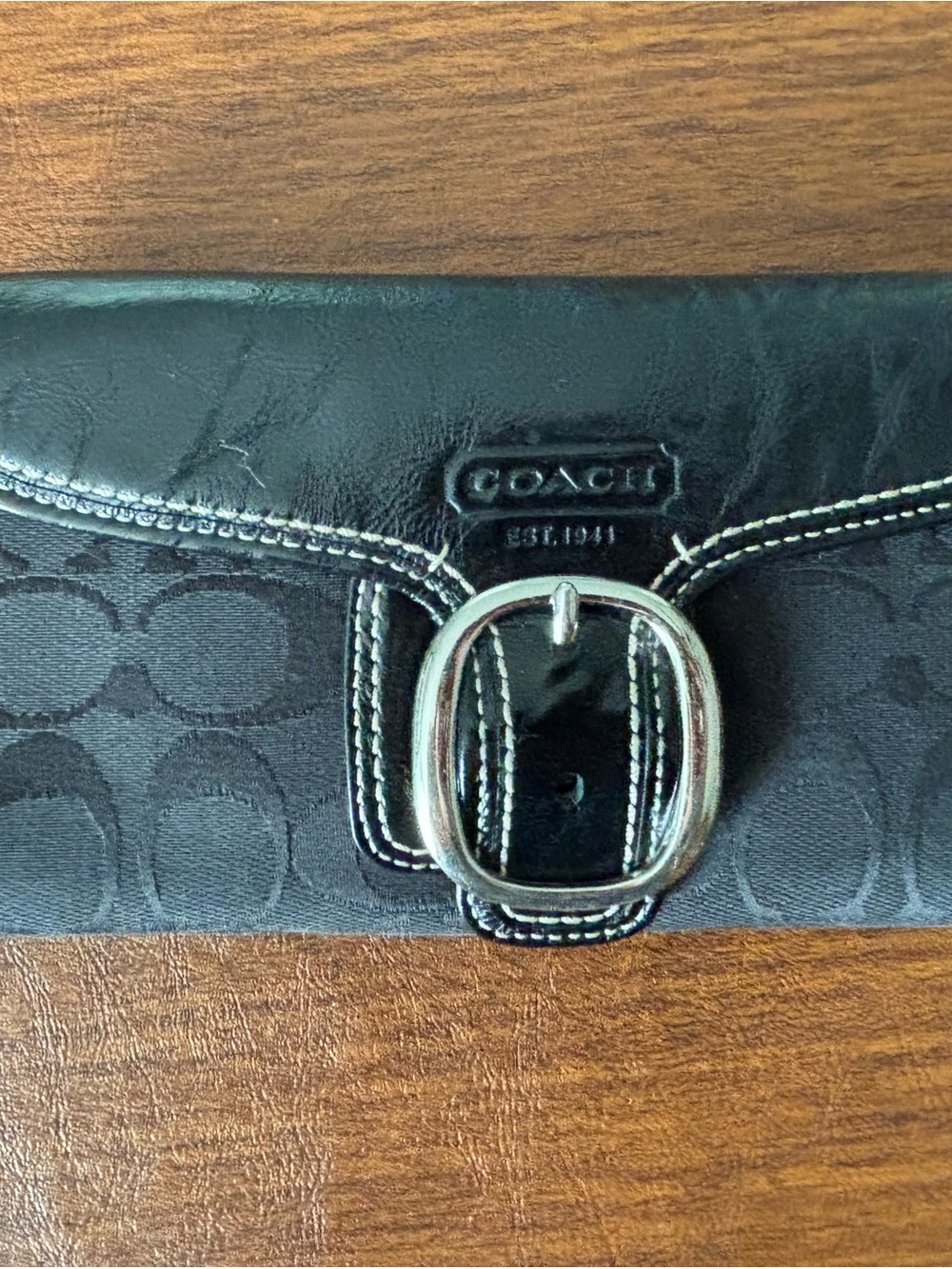 Coach Black Signature Long Wallet